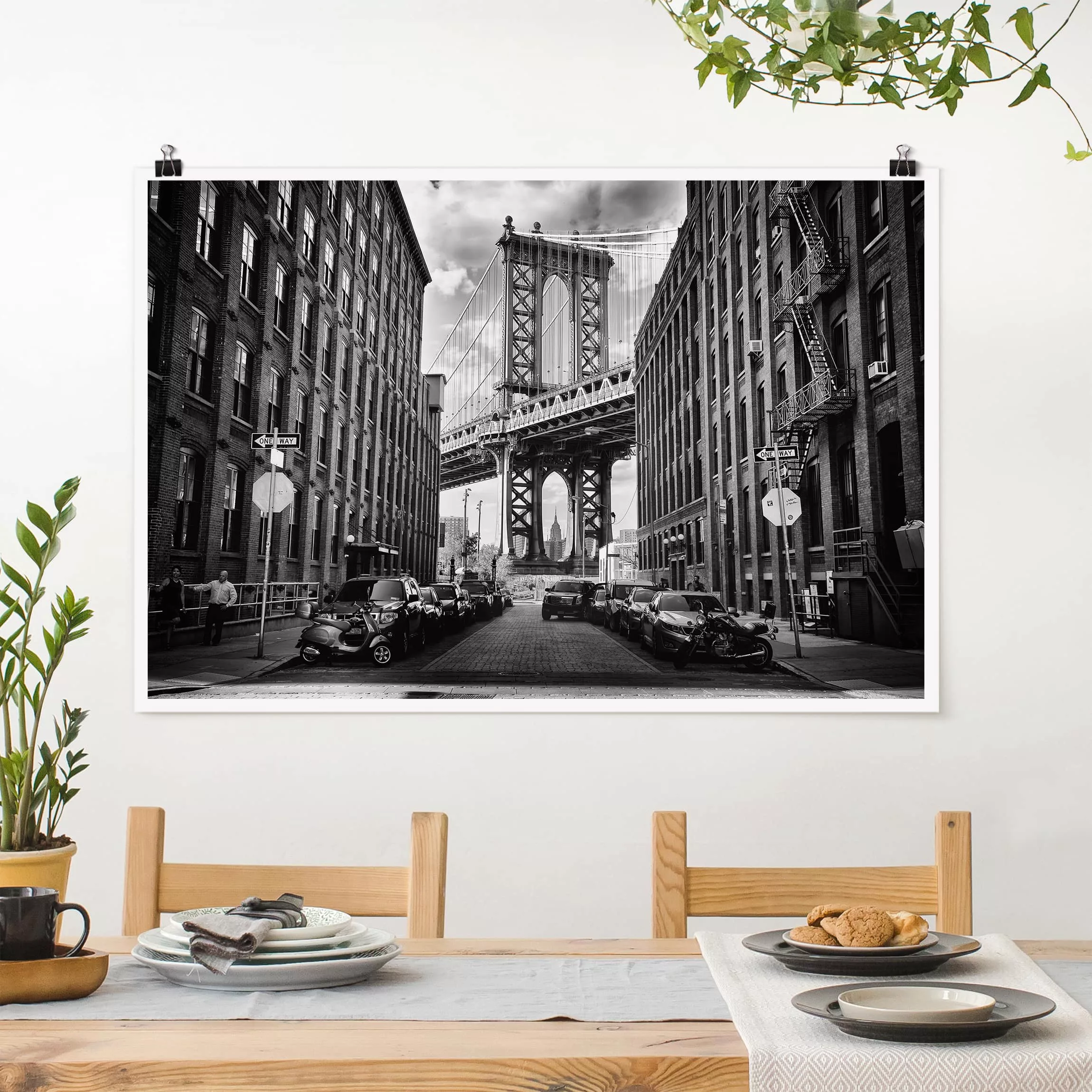 Poster Architektur & Skyline - Querformat Manhattan Bridge in America günstig online kaufen