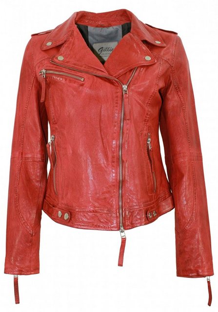 Lederjacken24 Lederjacke Damen Lederjacke Lammnappa Bikerjacke rot günstig online kaufen