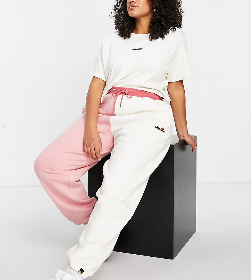 ellesse Plus – Jogginghose mit Farbblock-Design in Rosa günstig online kaufen