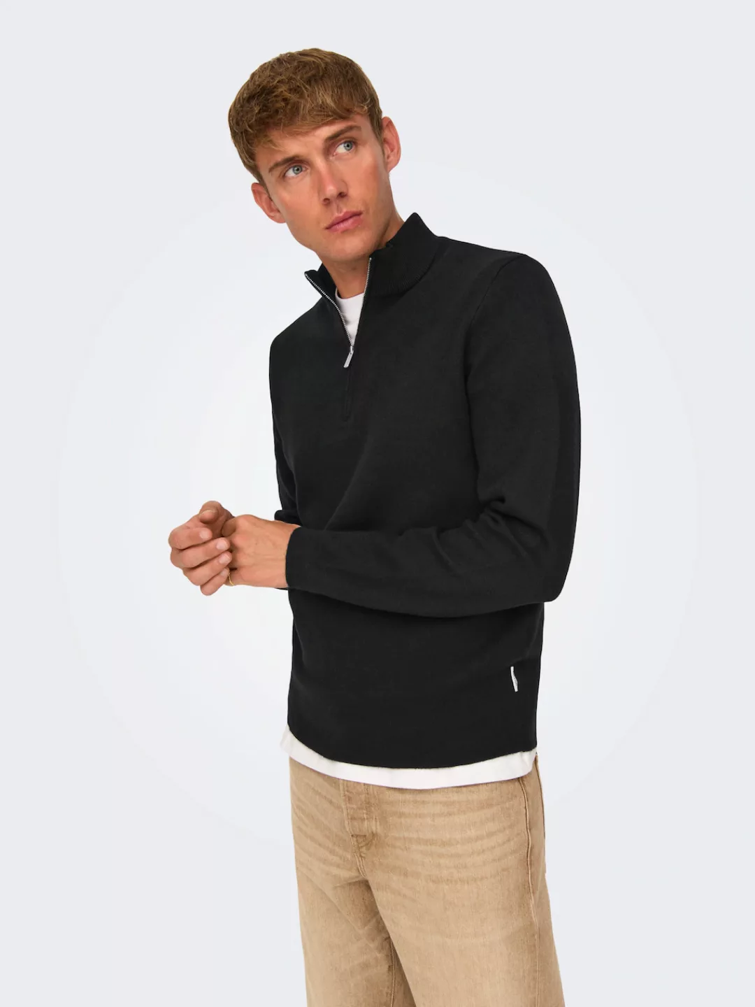 ONLY & SONS Troyer ONSCOOPER REG 12 HALF ZIP HIGH NECK KNIT günstig online kaufen