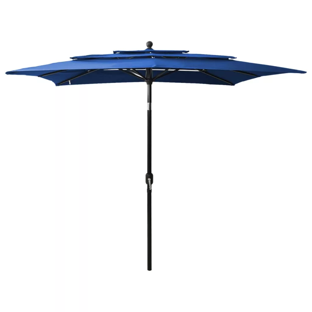 Sonnenschirm Mit Aluminium-mast 3-lagig Azurblau 2,5x2,5 M günstig online kaufen