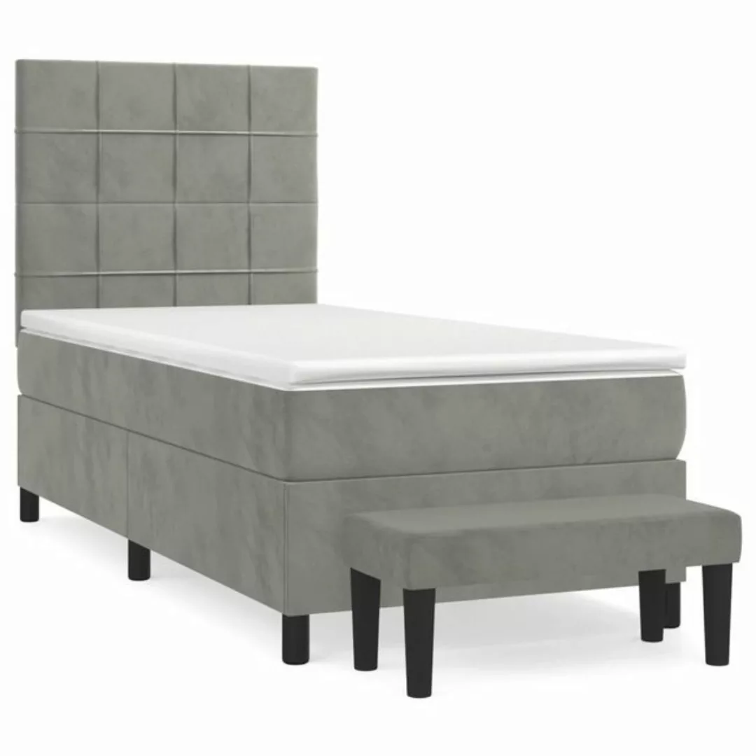 vidaXL Bettgestell Boxspringbett mit Matratze Hellgrau 90x190 cm Samt Bett günstig online kaufen