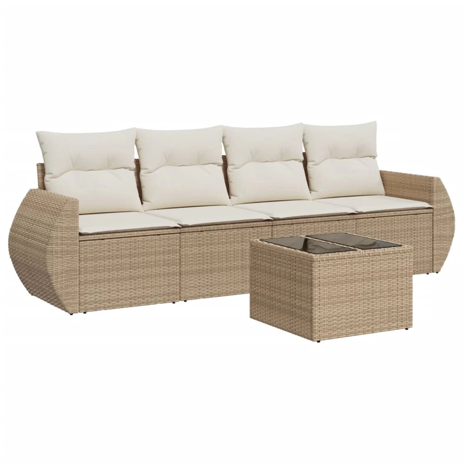 vidaXL 5-tlg Garten-Sofagarnitur mit Kissen Beige Poly Rattan Modell 15 günstig online kaufen