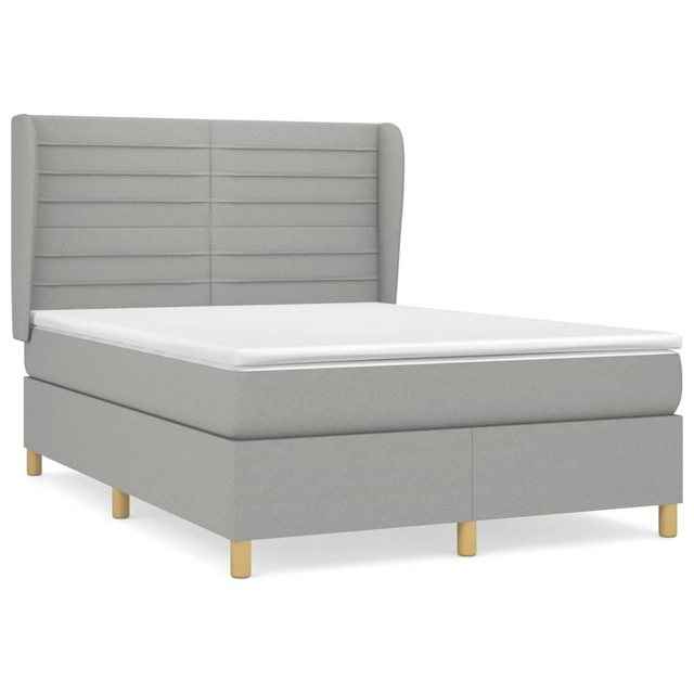 furnicato Bett Boxspringbett mit Matratze Hellgrau 140x200 cm Stoff günstig online kaufen