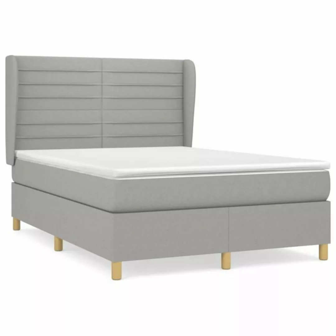 furnicato Bett Boxspringbett mit Matratze Hellgrau 140x200 cm Stoff (1-tlg) günstig online kaufen