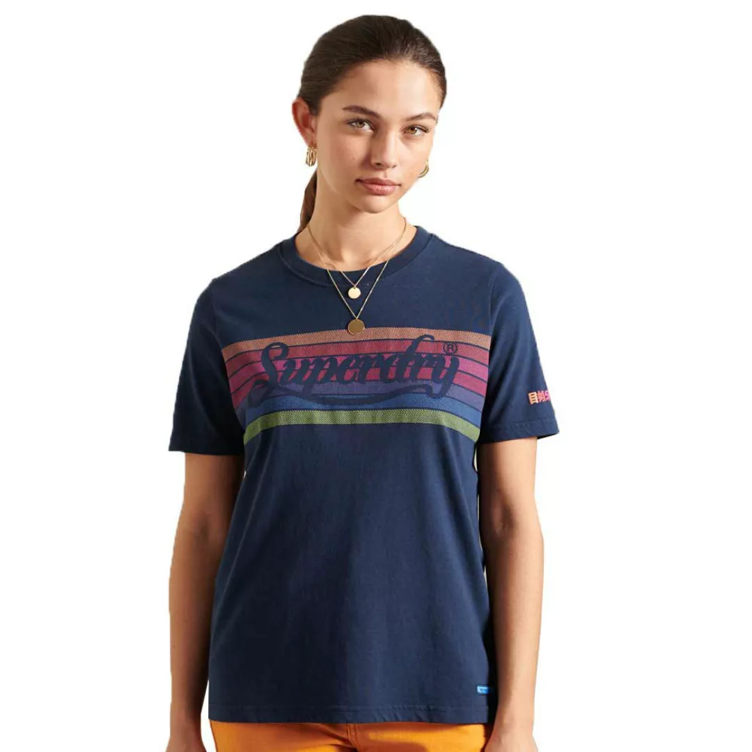 Superdry Pl Rainbow Kurzarm T-shirt XS Nautical Navy günstig online kaufen