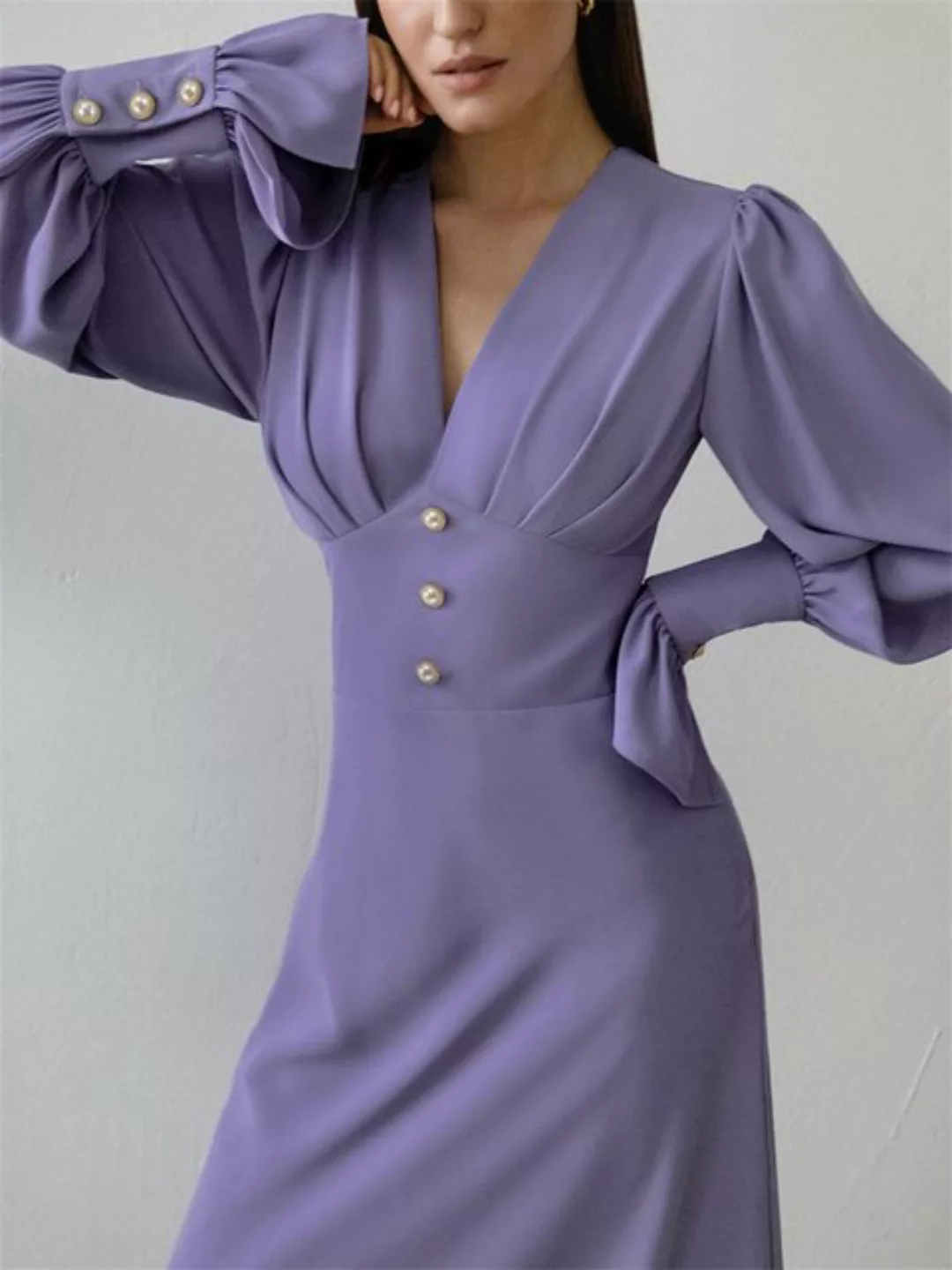 RUZU UG Dirndl Elegantes Kleid mit Laternenärmeln für Damen und Frühlings-T günstig online kaufen