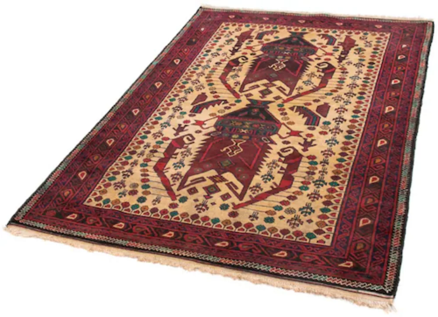 morgenland Wollteppich »Belutsch Medaillon Beige 169 x 118 cm«, rechteckig, günstig online kaufen