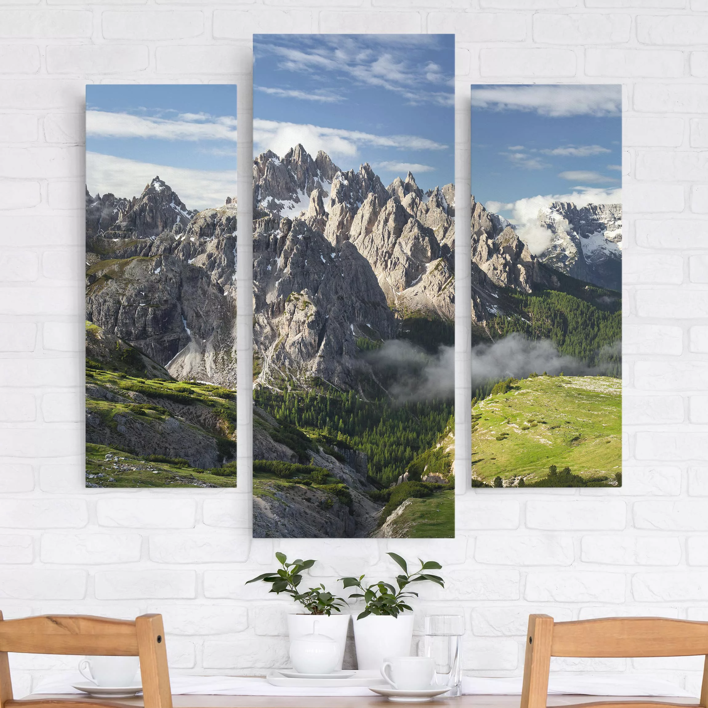 3-teiliges Leinwandbild Natur & Landschaft - Querformat Italienische Alpen günstig online kaufen