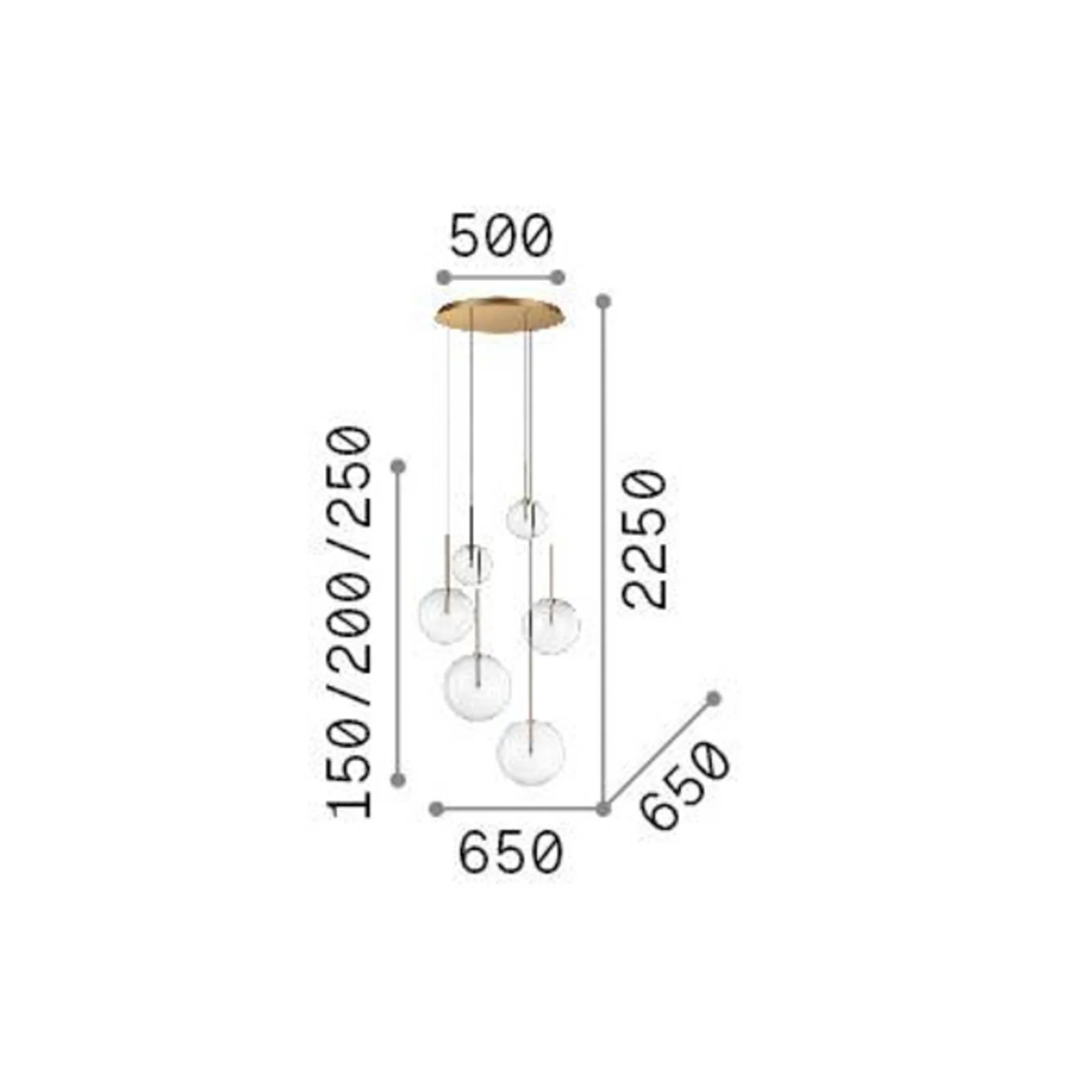 Ideal Lux Hängelampe Equinoxe 6-flg. messingfarben Glas klar günstig online kaufen