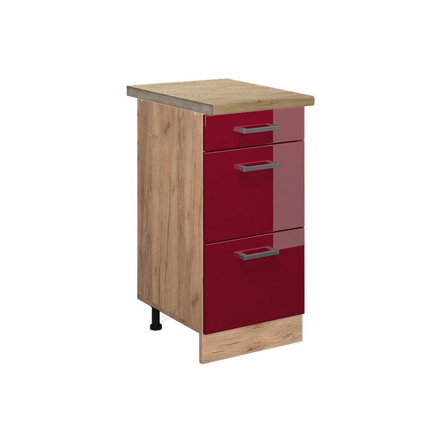 Vicco Unterschrank R-Line, Bordeaux Hochglanz/Goldkraft Eiche, 40 cm mit Sc günstig online kaufen