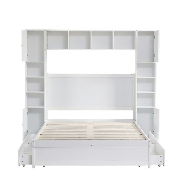 WISHDOR Stauraumbett Doppelbett Holzbett Funktionsbett (hohes Bett mit zwei günstig online kaufen