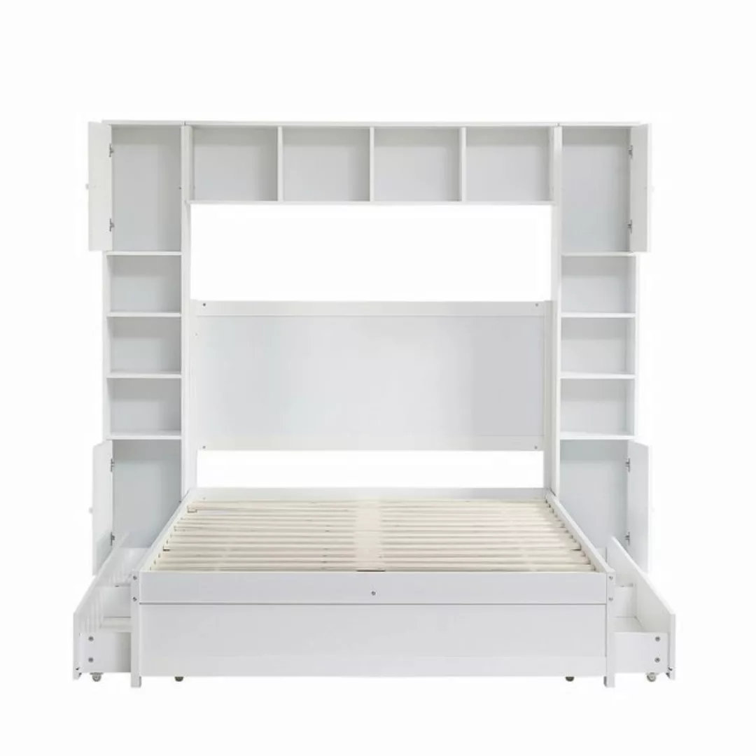 REDOM Stauraumbett Holzbett Doppelbett, hohes Bett mit zwei Anti-Kipp-Schna günstig online kaufen