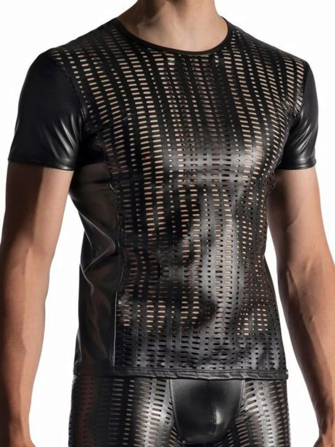 MANSTORE Rundhalsshirt M953 Shirt im Lederlook schwarz L (1-tlg) günstig online kaufen