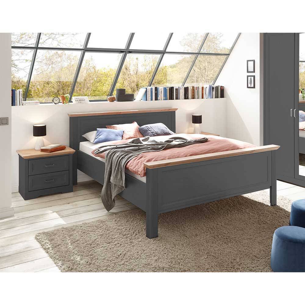Komplettschlafzimmer Landhaus in Dunkelgrau Wildeichefarben (fünfteilig) günstig online kaufen