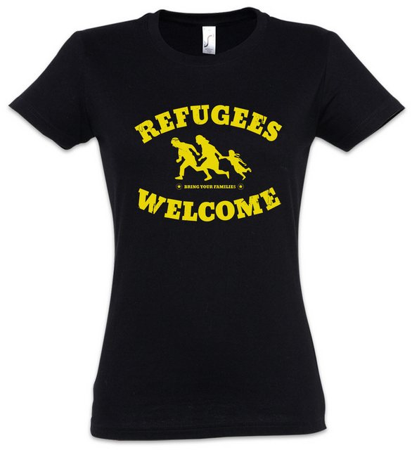 Urban Backwoods Print-Shirt Refugees Welcome Damen T-Shirt Demo Pro Willkom günstig online kaufen