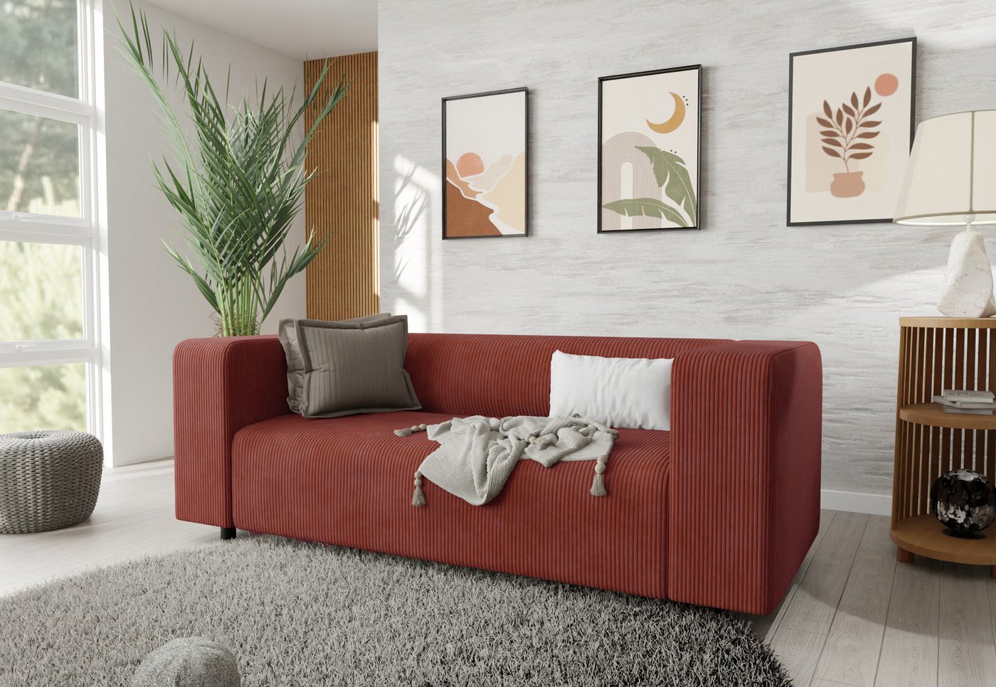 S-Style Möbel Polstergarnitur 2+1 Gustav aus Cord-Stoff mit bequemem Sitz, günstig online kaufen