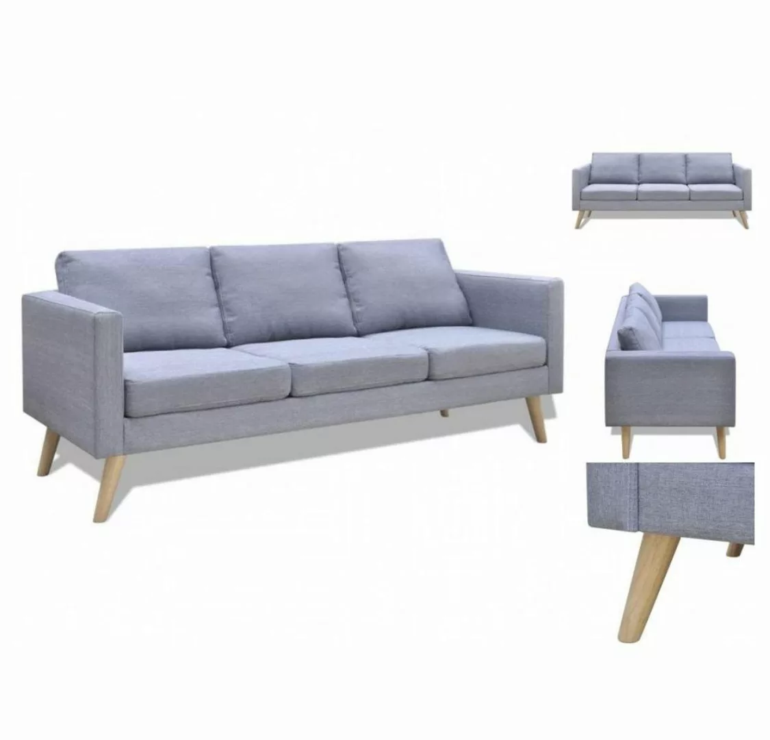 vidaXL Sofa Sofa 3-Sitzer Stoff Hellgrau günstig online kaufen