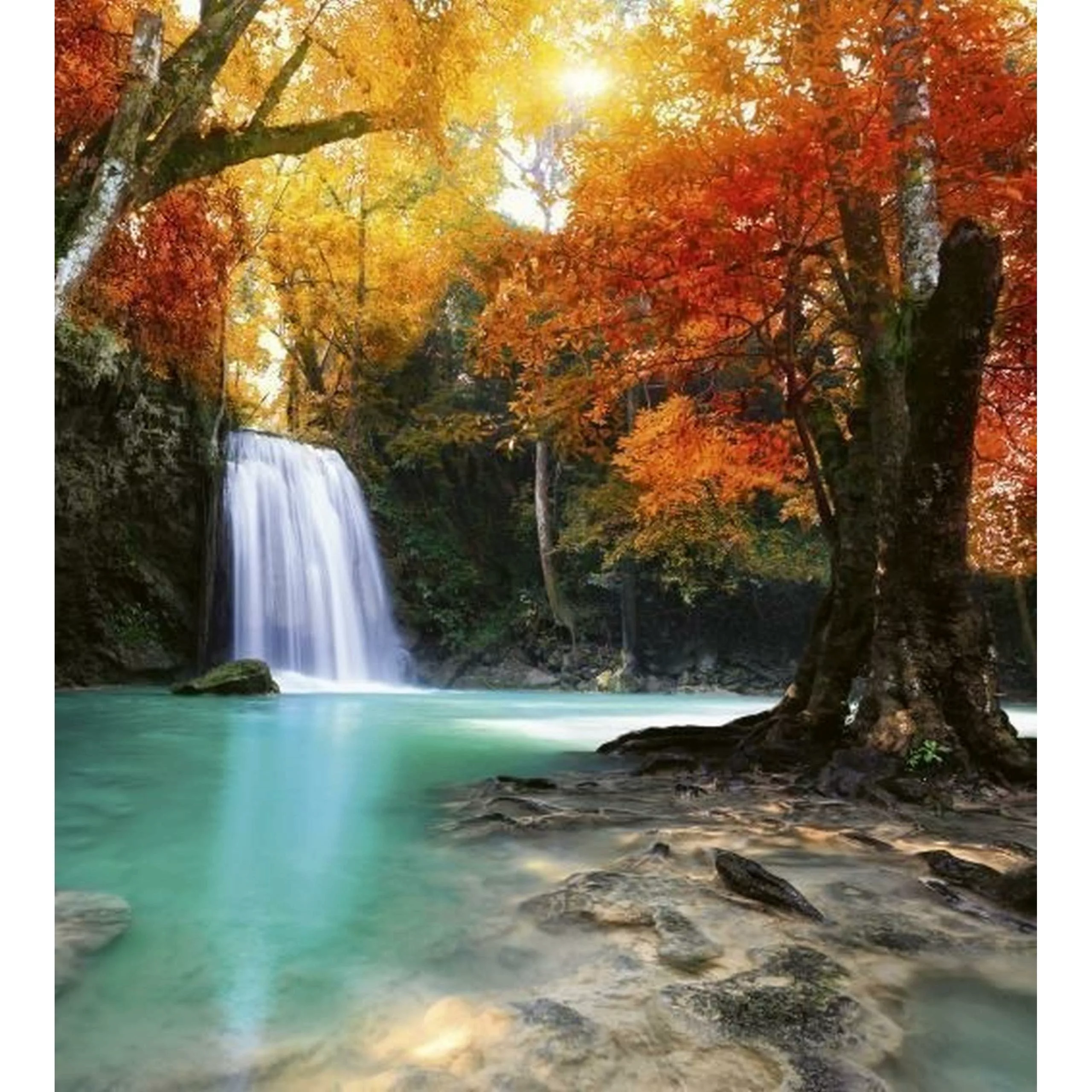 Fototapete DEEP FOREST WATERFALL  | MS-3-0083 | Orange | Digitaldruck auf V günstig online kaufen