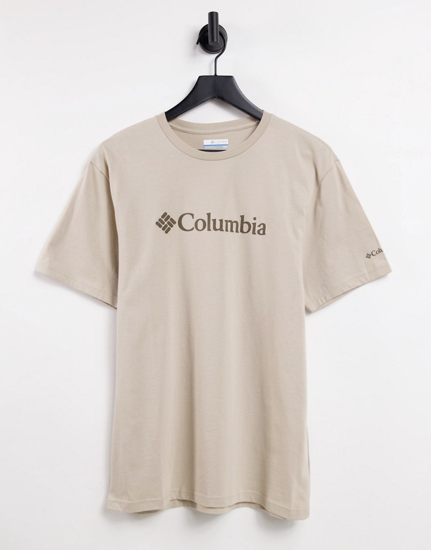 Columbia – CSC – Basic-T-Shirt in Beige mit Logo-Weiß günstig online kaufen