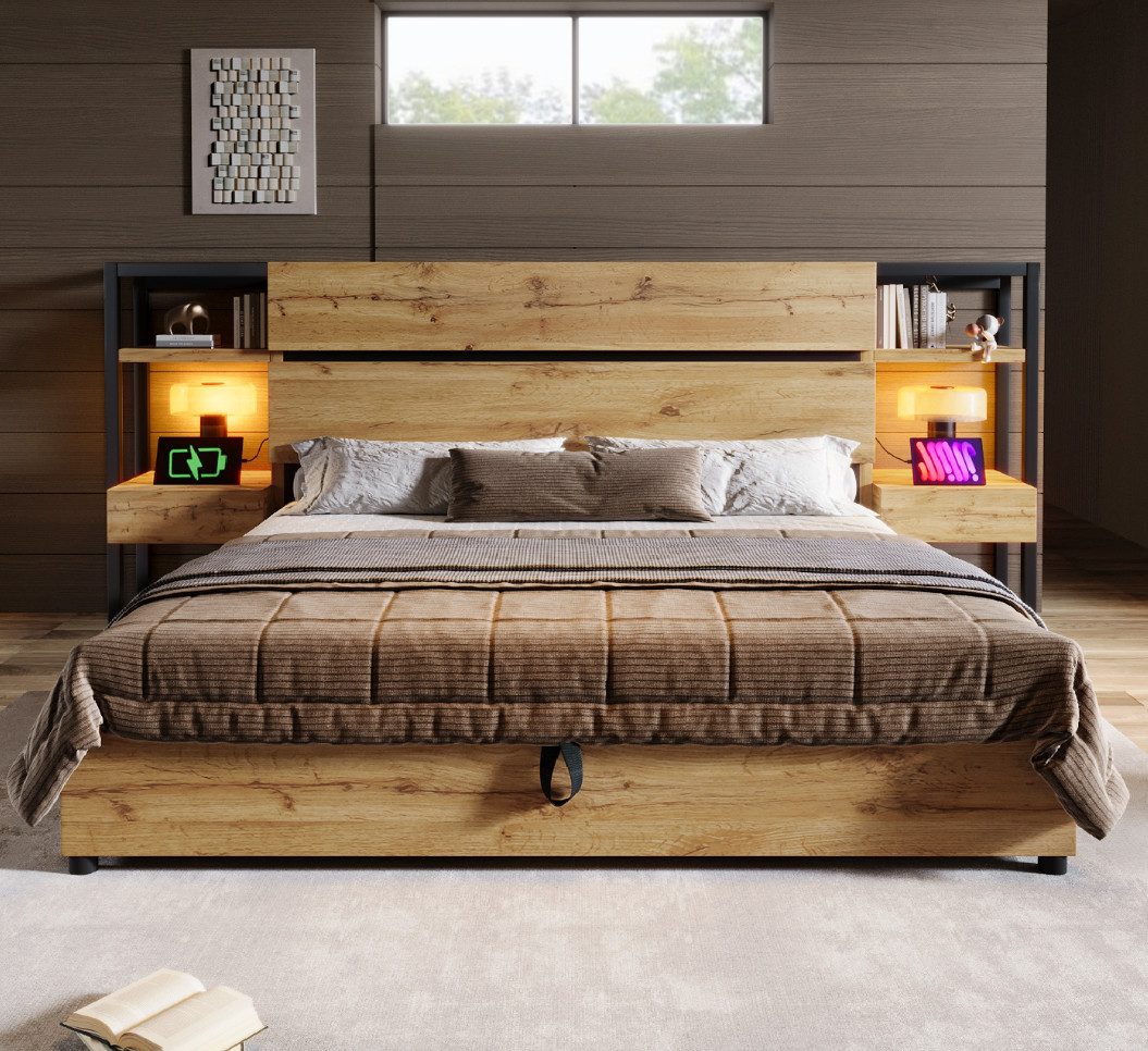 HAUSS SPOLE Holzbett 180×200cm Stauraum-Kopfteil mit günstig online kaufen