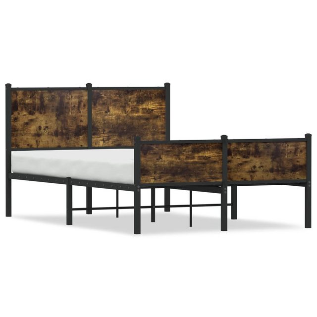 vidaXL Bett, Metallbett ohne Matratze Räuchereiche 120x200 cm günstig online kaufen