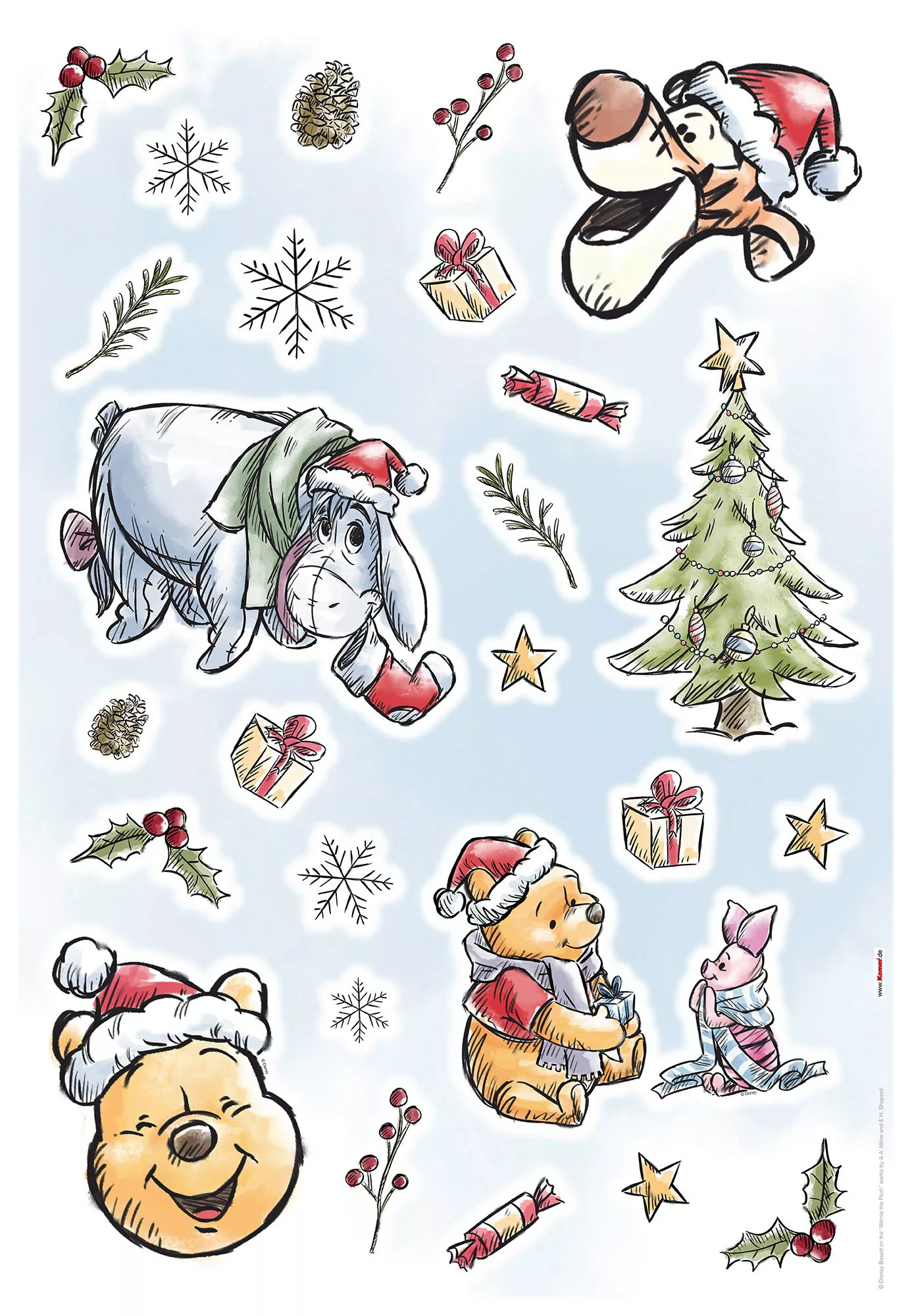 Komar Deko-Sticker Winnie Pooh Christmas 50 cm x 70 cm günstig online kaufen