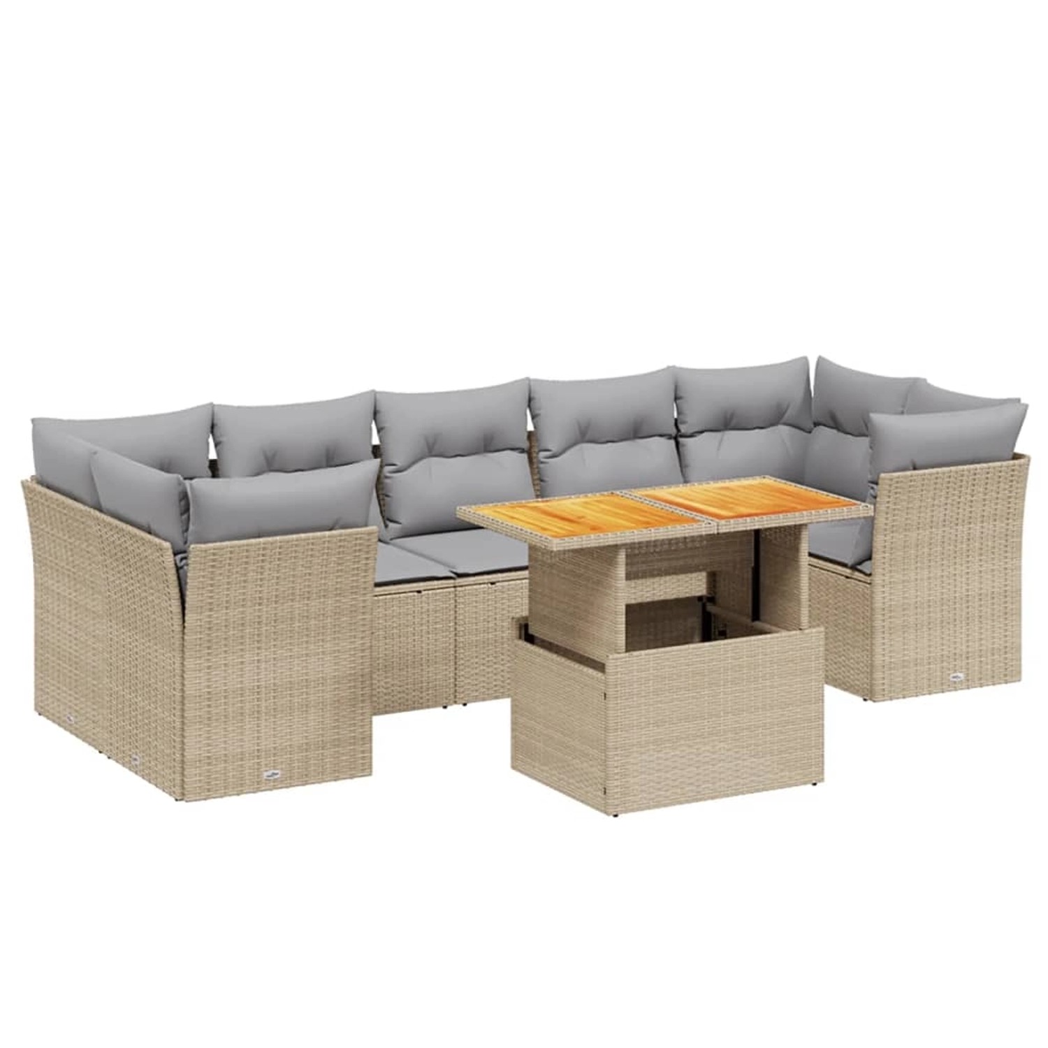 vidaXL 8-tlg Garten-Sofagarnitur mit Kissen Beige Poly Rattan Modell 349 günstig online kaufen