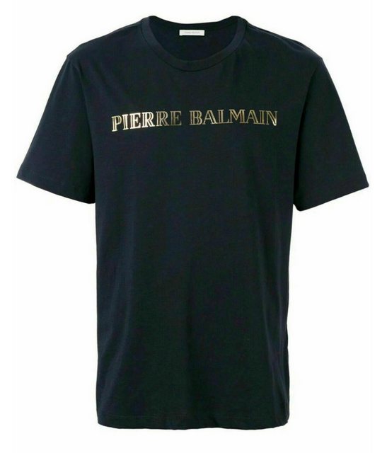 Balmain Paris T-Shirt Pierre Balmain T-shirt Logo Baumwolle Shirt Top Tee günstig online kaufen