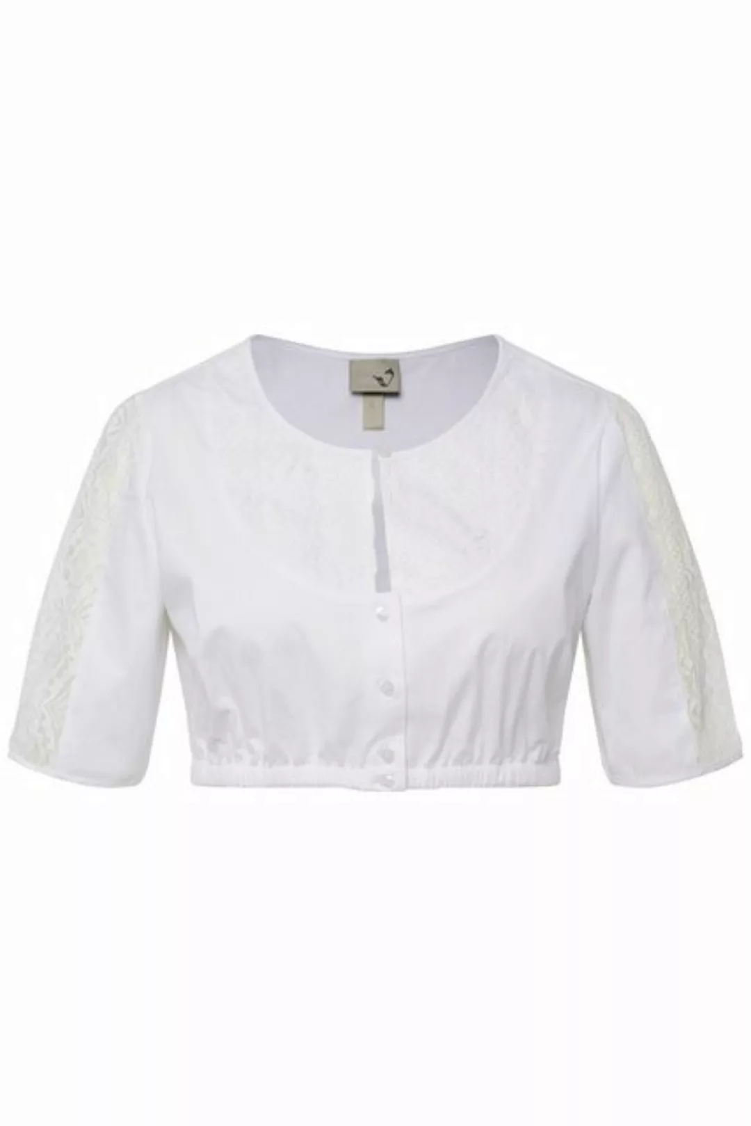 Ulla Popken Longbluse Dirndlbluse Spitzendetail Rundhals Halbarm günstig online kaufen