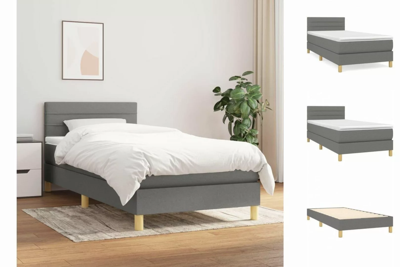 vidaXL Boxspringbett Bett Boxspringbett mit Matratze und LED Stoff (90 x 20 günstig online kaufen