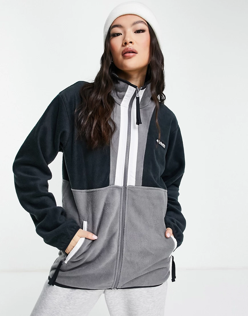 Columbia – Back Bowl – Fleece-Jacke in Schwarz/Grau mit Reißverschluss günstig online kaufen