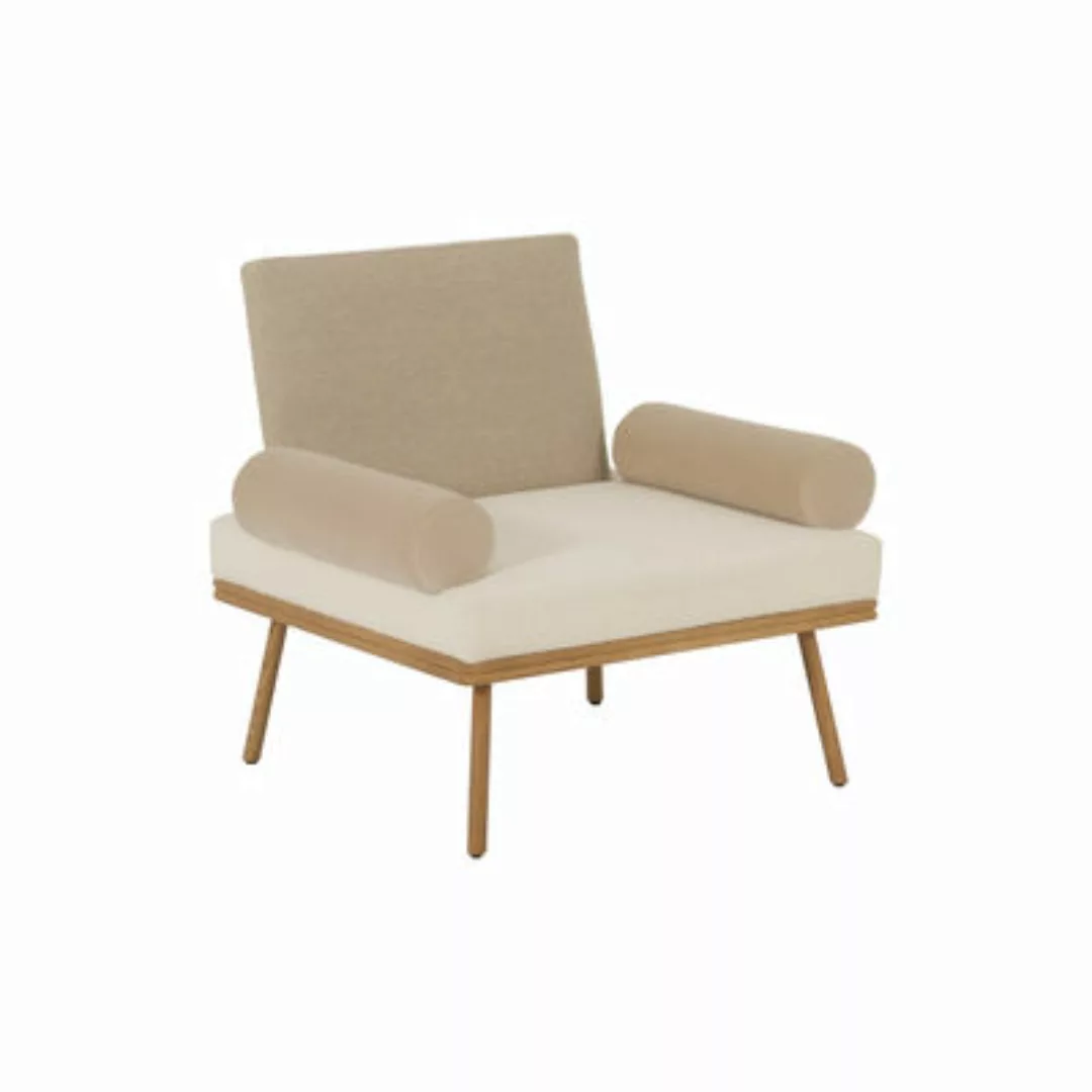 Gepolsterter Sessel Rue du Mail textil beige holz natur / Exklusiv - Lelièv günstig online kaufen