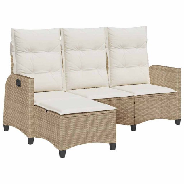 vidaXL Loungesofa Gartensofa mit Liegefunktion Kissen L-Form Beige Poly Rat günstig online kaufen