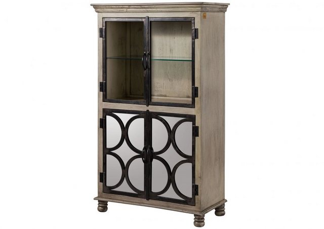 Massivmoebel24 Standvitrine (Vitrine Mango 97x45x160 grau lackiert HERMITAG günstig online kaufen