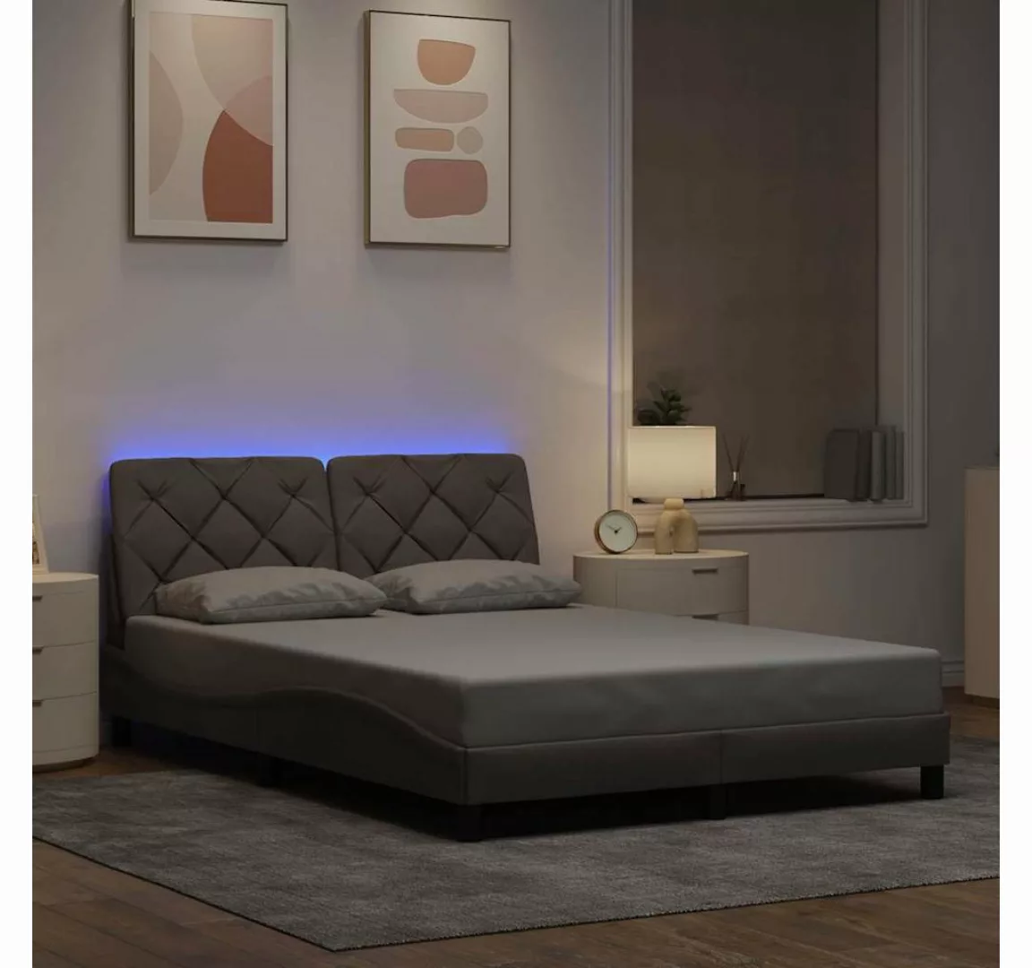 vidaXL Bett, Bettgestell mit LED ohne Matratze Taupe 120x200 cm Stoff günstig online kaufen