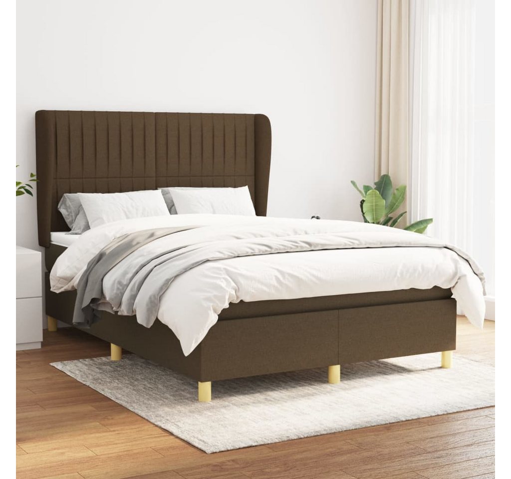 vidaXL Boxspringbett Boxspringbett mit Matratze Dunkelbraun 140x200 cm Stof günstig online kaufen