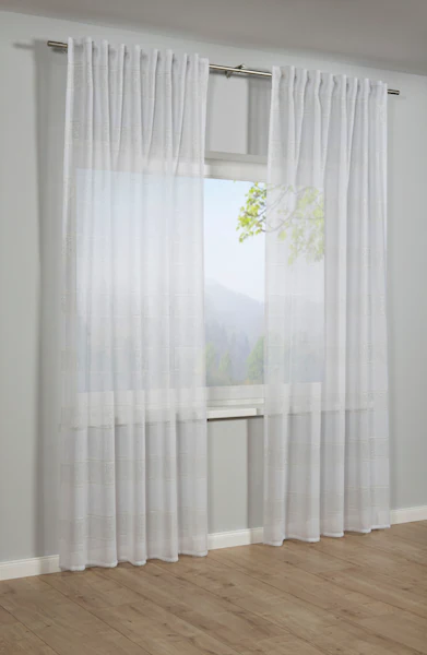 Bennetti Schal mit Gardinenband Leinenoptik Weiß 140 x 245 cm günstig online kaufen