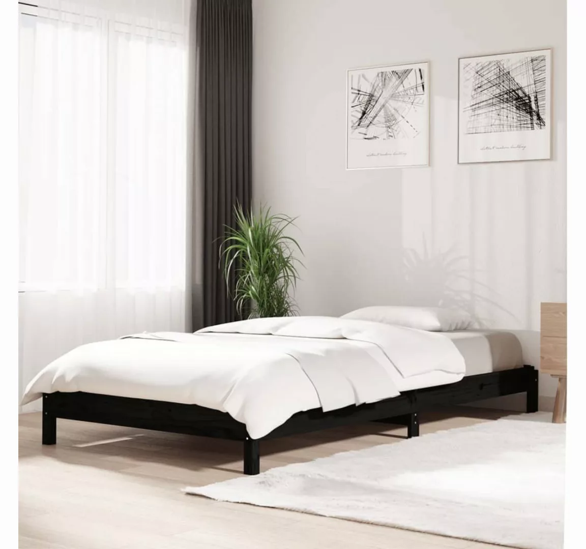 furnicato Bett Stapelbett Schwarz 80x200 cm Massivholz Kiefer günstig online kaufen