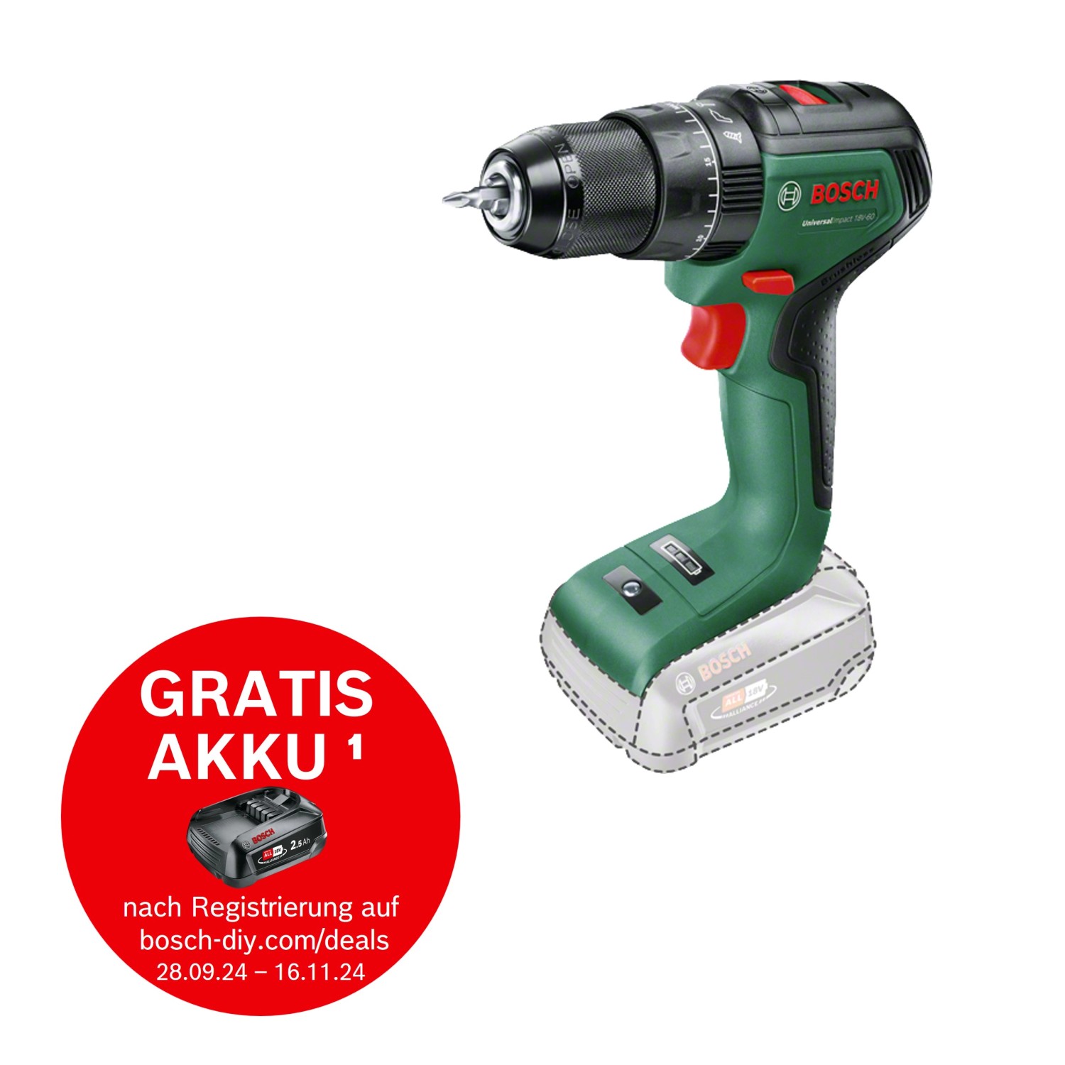 Bosch 18 V Akku-Schlagbohrschrauber Universalimpact 18V-60 Solo günstig online kaufen