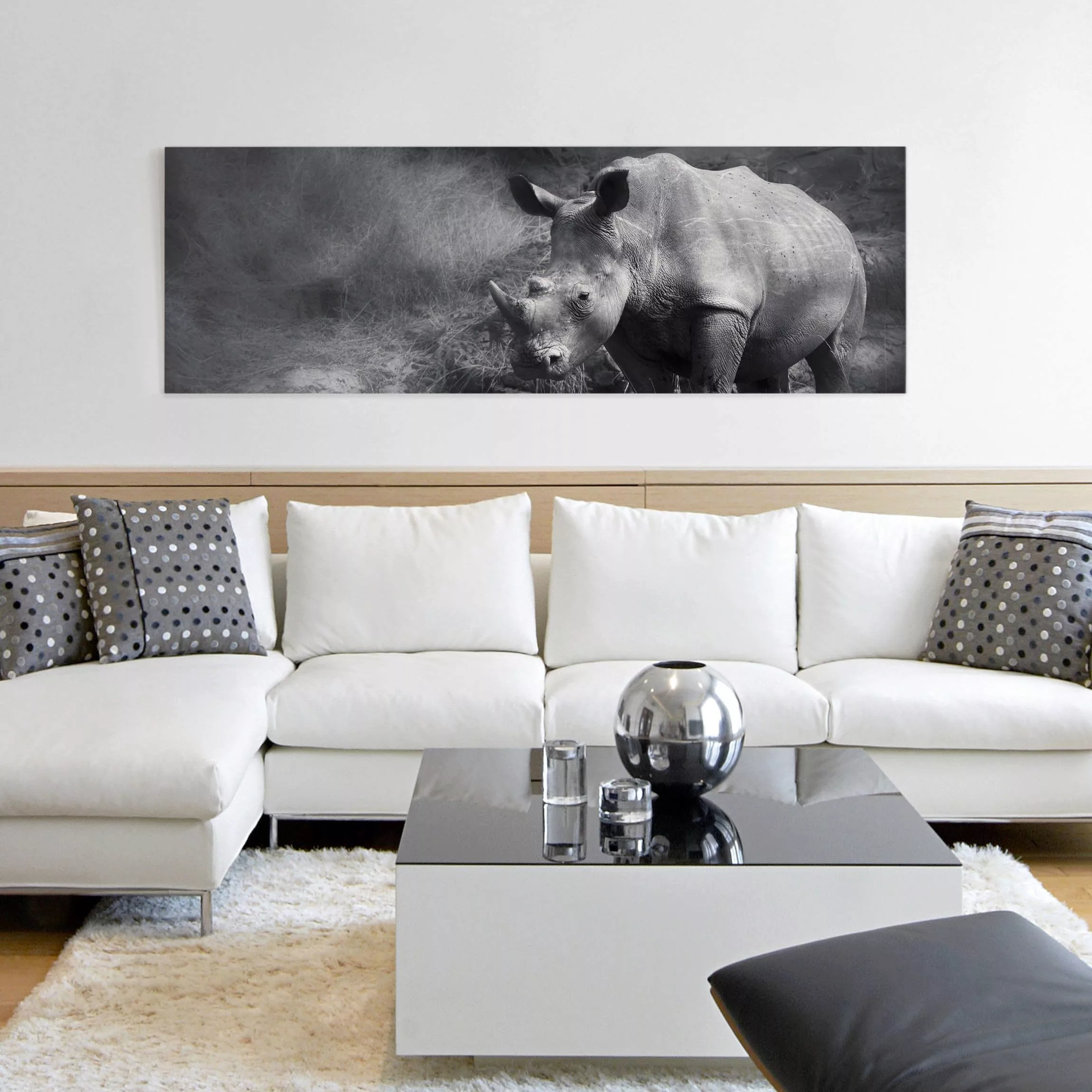 Leinwandbild Tiere - Panorama Lonesome Rhinoceros günstig online kaufen