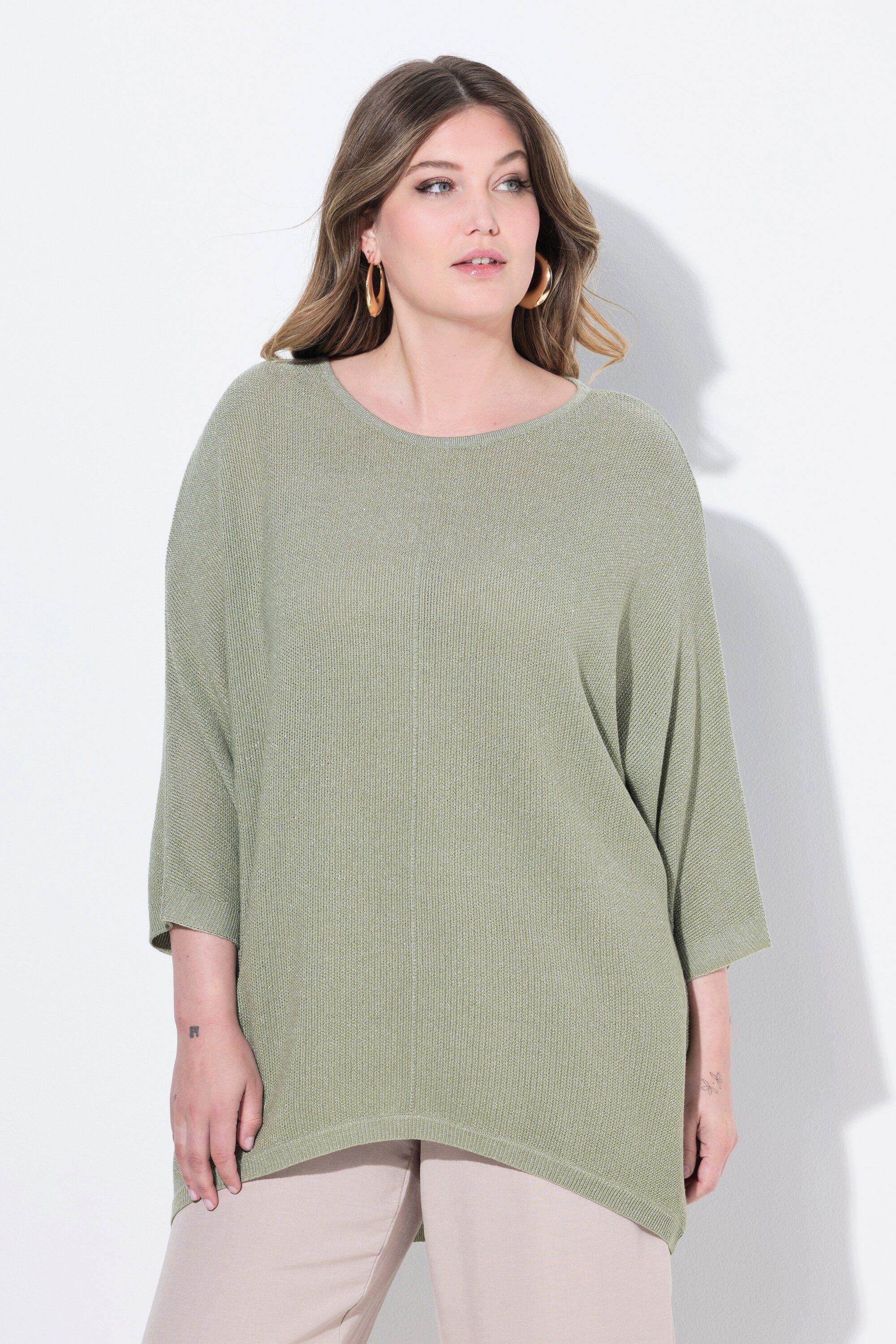 MIAMODA Strickpullover Pullover oversized Glitzerstrick Fledermaus-Ärmel günstig online kaufen