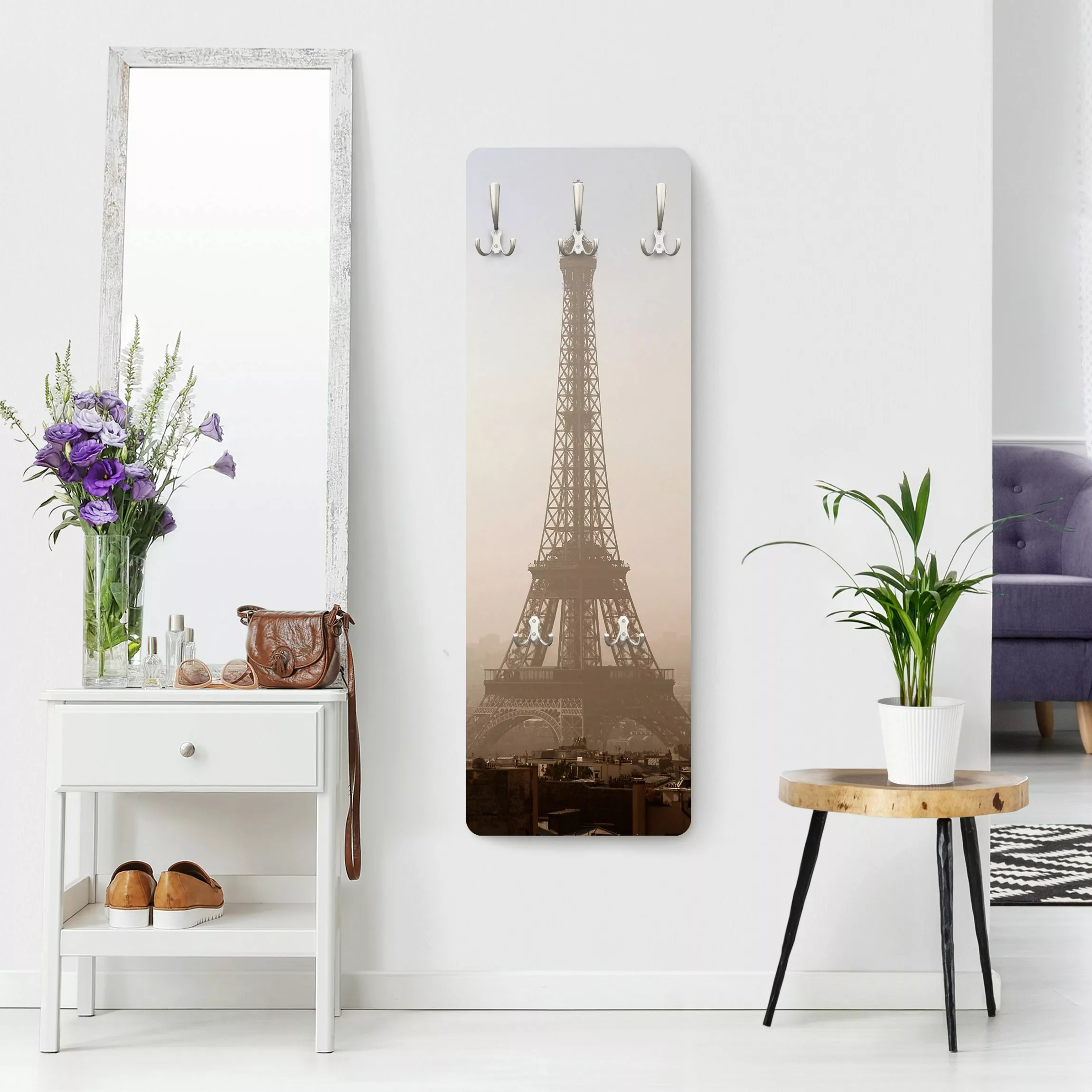 Wandgarderobe Holzpaneel Architektur & Skyline Tour Eiffel günstig online kaufen