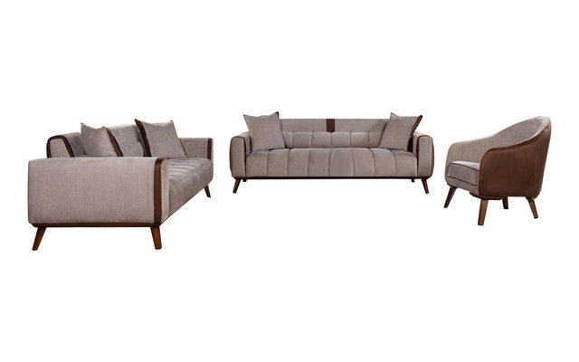 JVmoebel Sofa Braune Sofagarnitur 3+3+1 Sitz Sofas Couch Polster Garnitur M günstig online kaufen