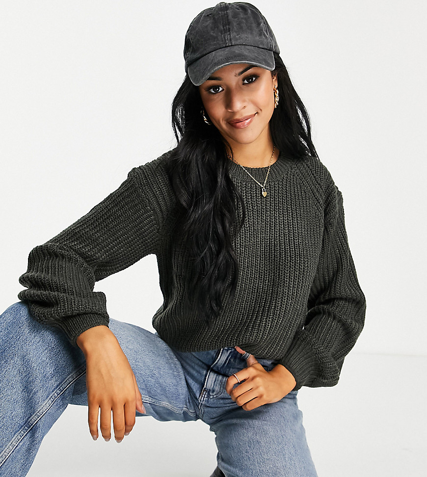 New Look Tall – Pullover mit Rundhalsausschnitt in Dunkelgrau günstig online kaufen