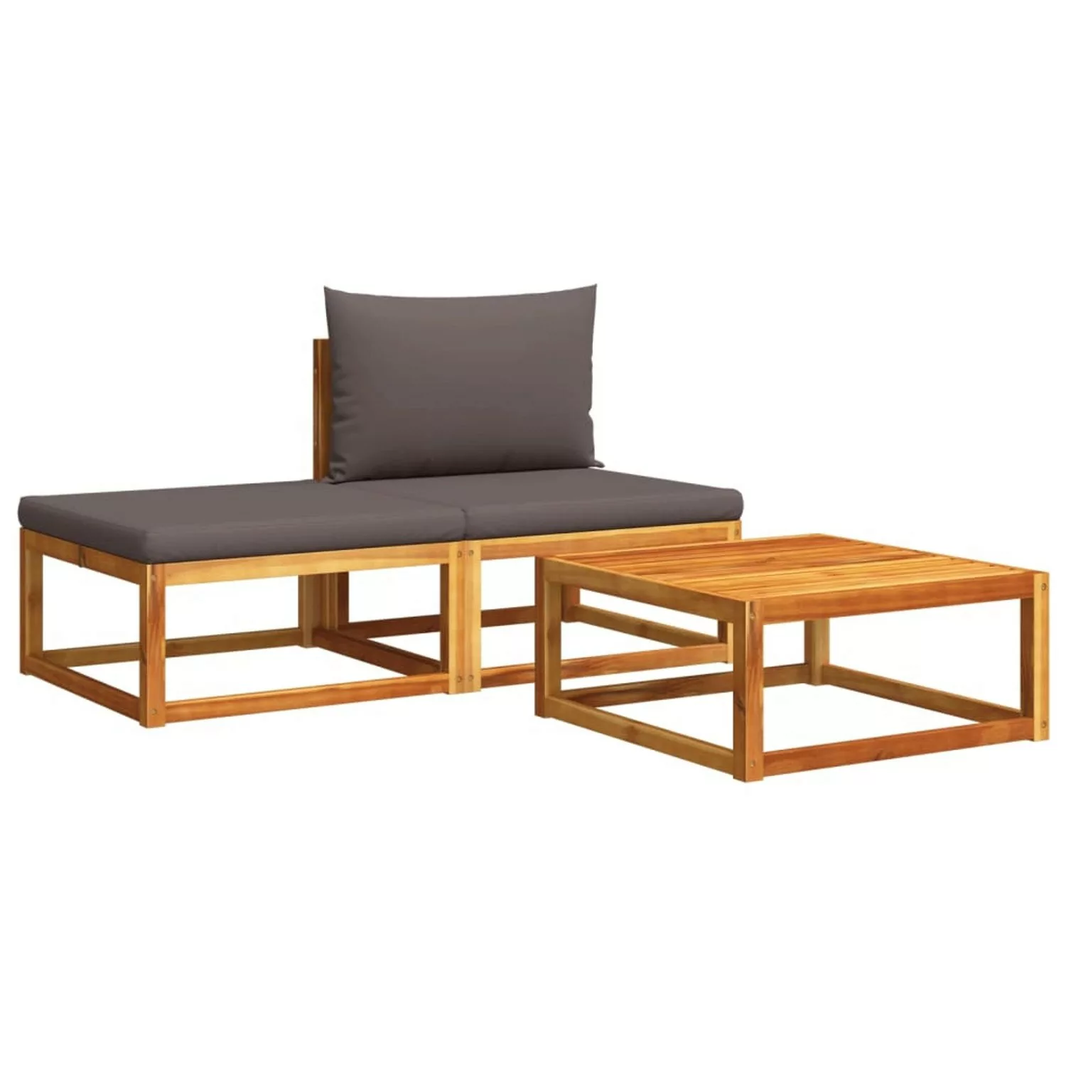 vidaXL Loungesofa 3-tlg. Garten-Sofagarnitur mit Kissen Massivholz Akazie, günstig online kaufen