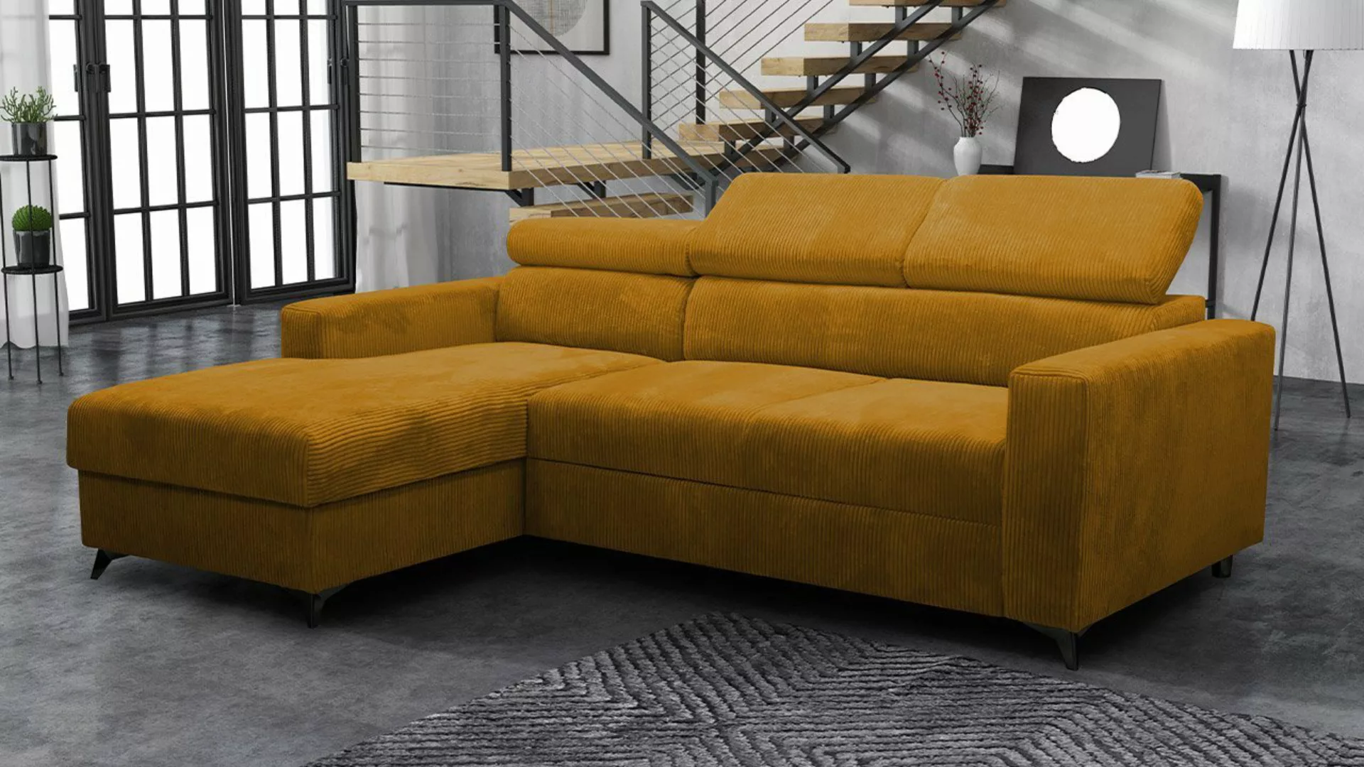 MIRJAN24 Ecksofa Milano Premium Cord, mit Bettkasten und Schlaffunktion, Ei günstig online kaufen