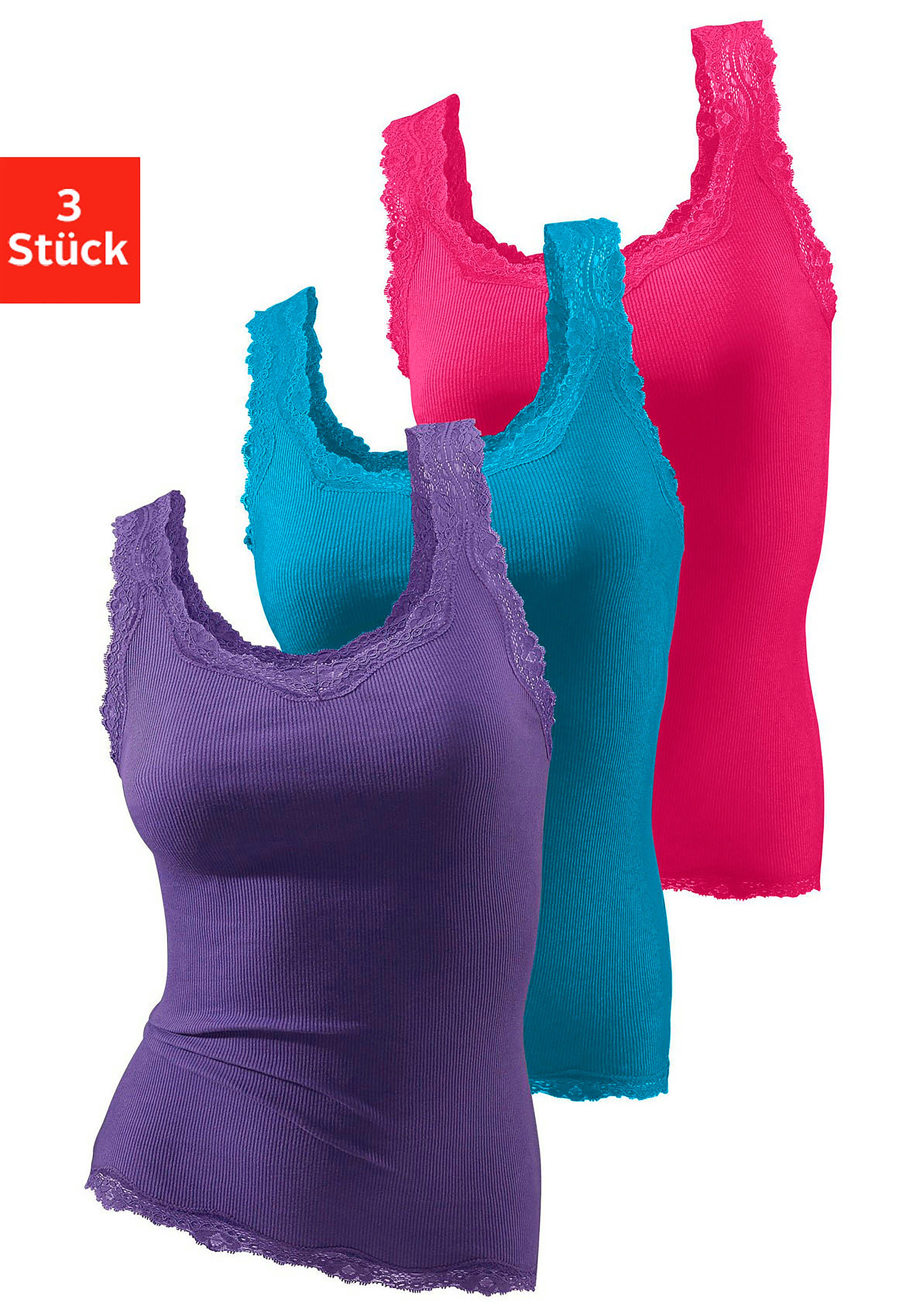 H.I.S Spitzentop "aus Feinripp", (3er-Pack), aus weicher Baumwoll-Qualität günstig online kaufen