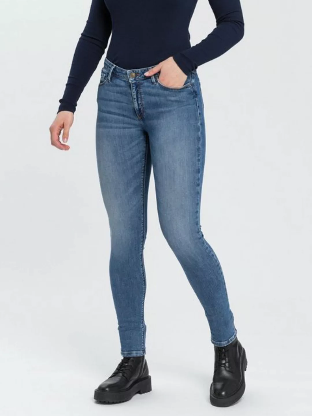 Cross Jeans Damen Jeans Alan - Skinny Fit - Blau - Ocean Blue günstig online kaufen