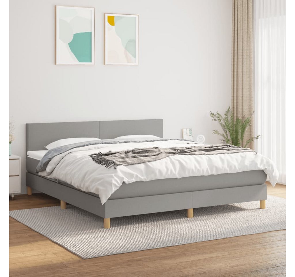 vidaXL Boxspringbett Boxspringbett mit Matratze Hellgrau 180x200 cm Stoff B günstig online kaufen